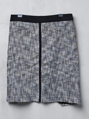 TALBOTS SIZE 8 HASHED TWEED PENCIL SKIRT IN GREY\BLACK